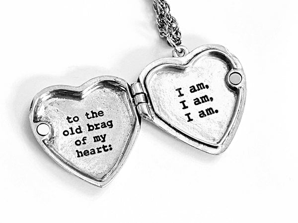 I am, I am, I am Heart Locket Necklace