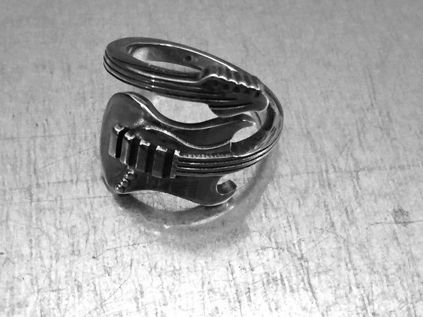 Guitar Ring, Music Ring, Sterling Silver Guitar Ring, Adjustable Ring, Rock-n-Roll Ring