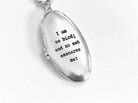 Charlotte Bronte I am no bird: and no net ensnares me literary Pendant locket Necklace