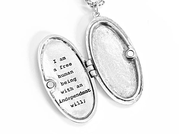 Charlotte Bronte I am no bird: and no net ensnares me literary Pendant locket Necklace