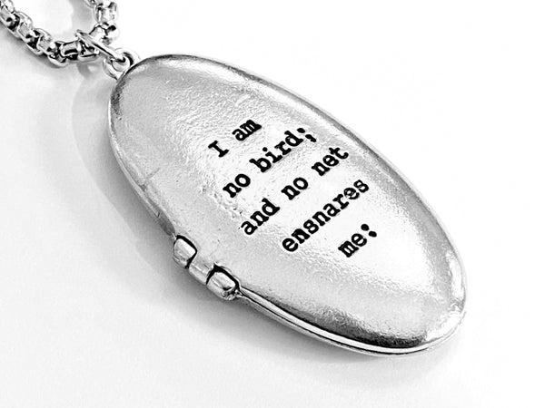 Charlotte Bronte I am no bird: and no net ensnares me literary Pendant locket Necklace