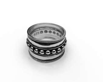 Beaded Bali  Sterling Silver Ring