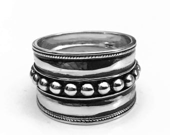 Beaded Bali  Sterling Silver Ring