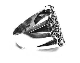 Valknut Sterling Silver Ring, Vegvísir Ring