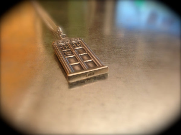 UK Police Phone Booth Solid Sterling Silver Interpreted Charmed Necklace