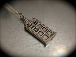 UK Police Phone Booth Silver Tone Charmed Interpreted Necklace