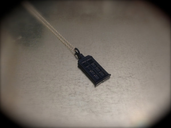 UK Police Phone Booth Blue Charmed Interpreted Necklace