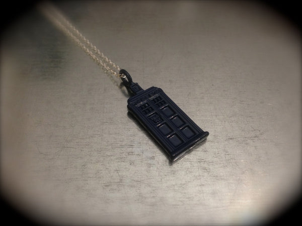 UK Police Phone Booth Blue Charmed Interpreted Necklace