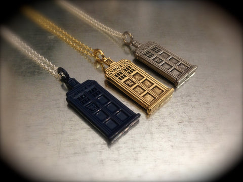 UK Police Phone Booth Times Three Interpreted Charmed Necklace