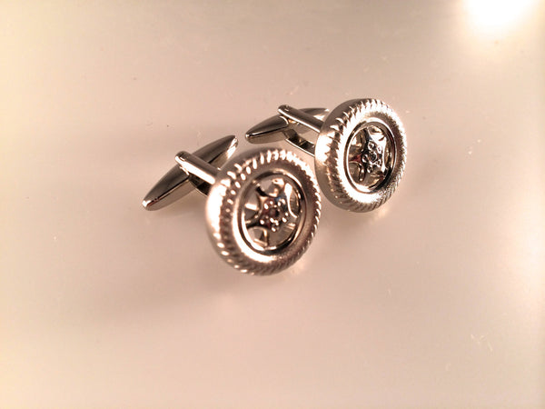 Tire Cufflinks, On the Road Cuff Links,  Car Cuff Links, Men's Cuff Links, Wedding Cuff Links, Father's Day