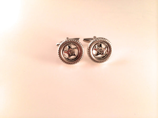 Tire Cufflinks, On the Road Cuff Links,  Car Cuff Links, Men's Cuff Links, Wedding Cuff Links, Father's Day