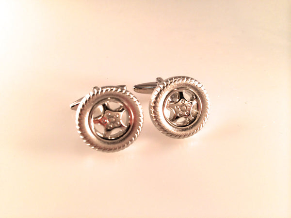 Tire Cufflinks, On the Road Cuff Links,  Car Cuff Links, Men's Cuff Links, Wedding Cuff Links, Father's Day