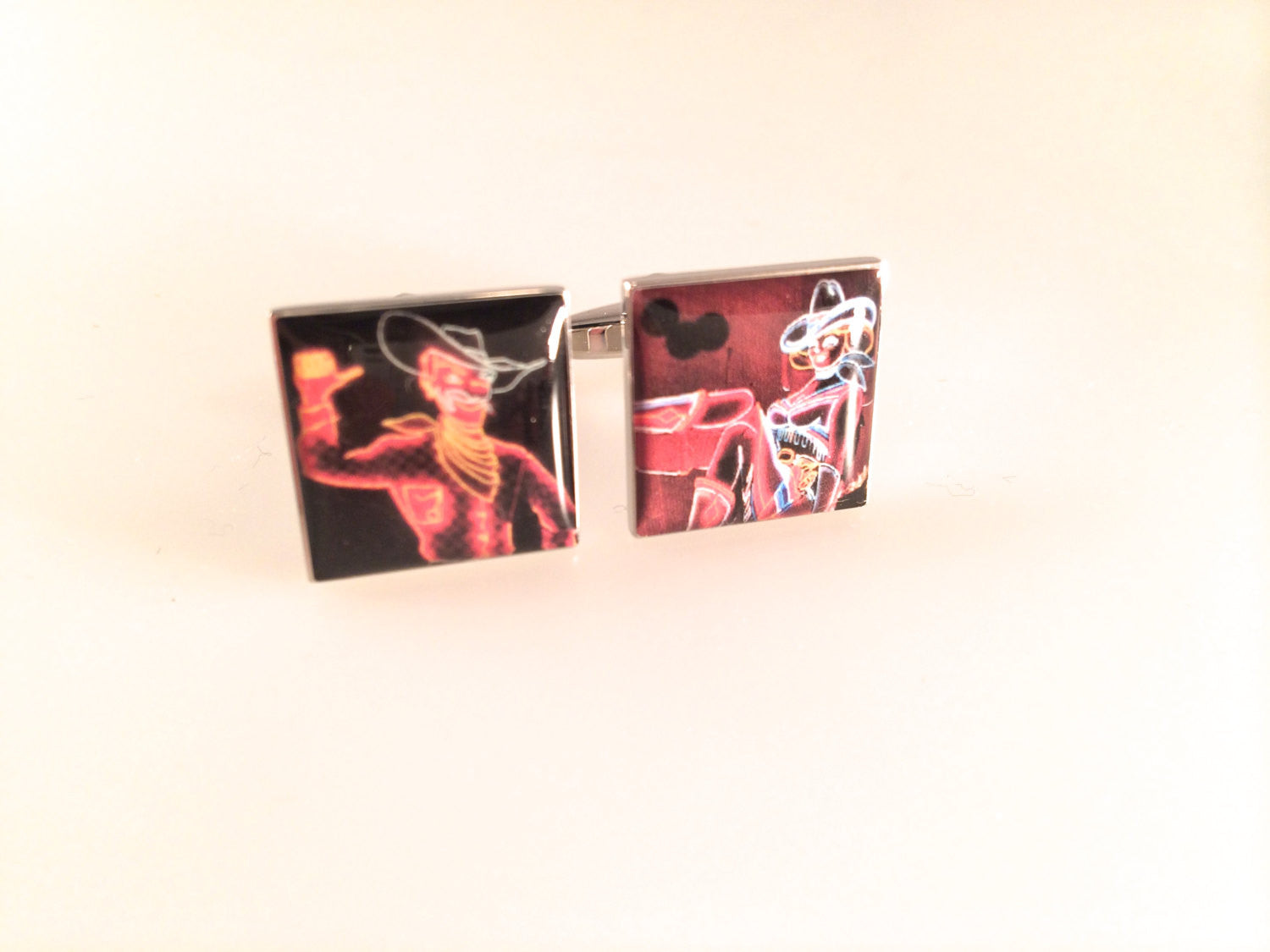 Vegas Vic Neon Cowboy Cuff Links, Men's Cuff Links, Wedding Cuff Links, Father's Day Cuff Links, Graduation Gift