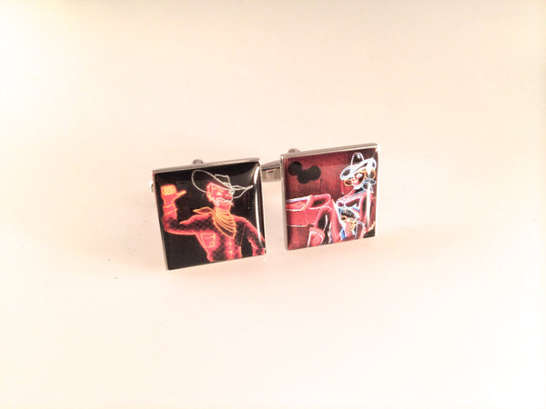 Vegas Vic Neon Cowboy Cuff Links, Men's Cuff Links, Wedding Cuff Links, Father's Day Cuff Links, Graduation Gift