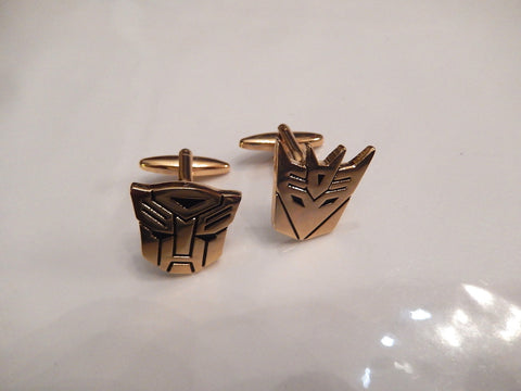 Transformer Gold Plate Cufflinks, Autobot Cufflinks, Decepticon Cuff Links, Wedding Cuff Links, Father's Day, Graduation