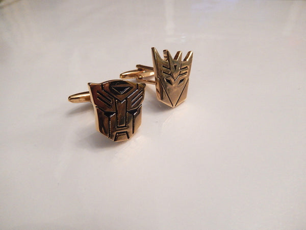 Transformer Gold Plate Cufflinks, Autobot Cufflinks, Decepticon Cuff Links, Wedding Cuff Links, Father's Day, Graduation