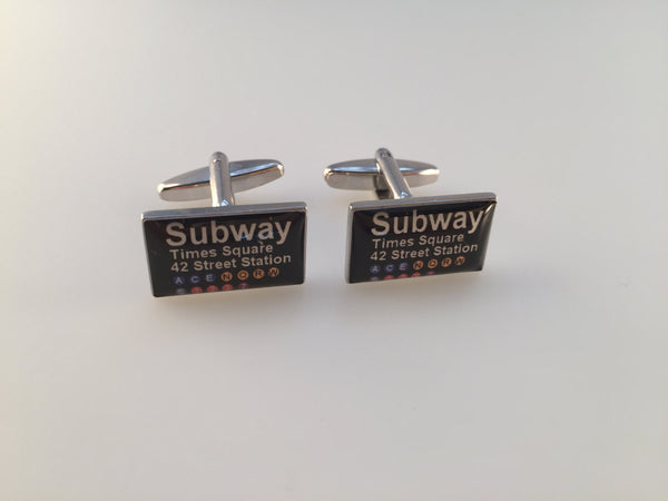 NYC Subway Cufflinks, Times Square Cufflinks, 42nd Street Cufflinks, Men's Cuff Links, Wedding Cuff Links, Father's Day, Silver Tone