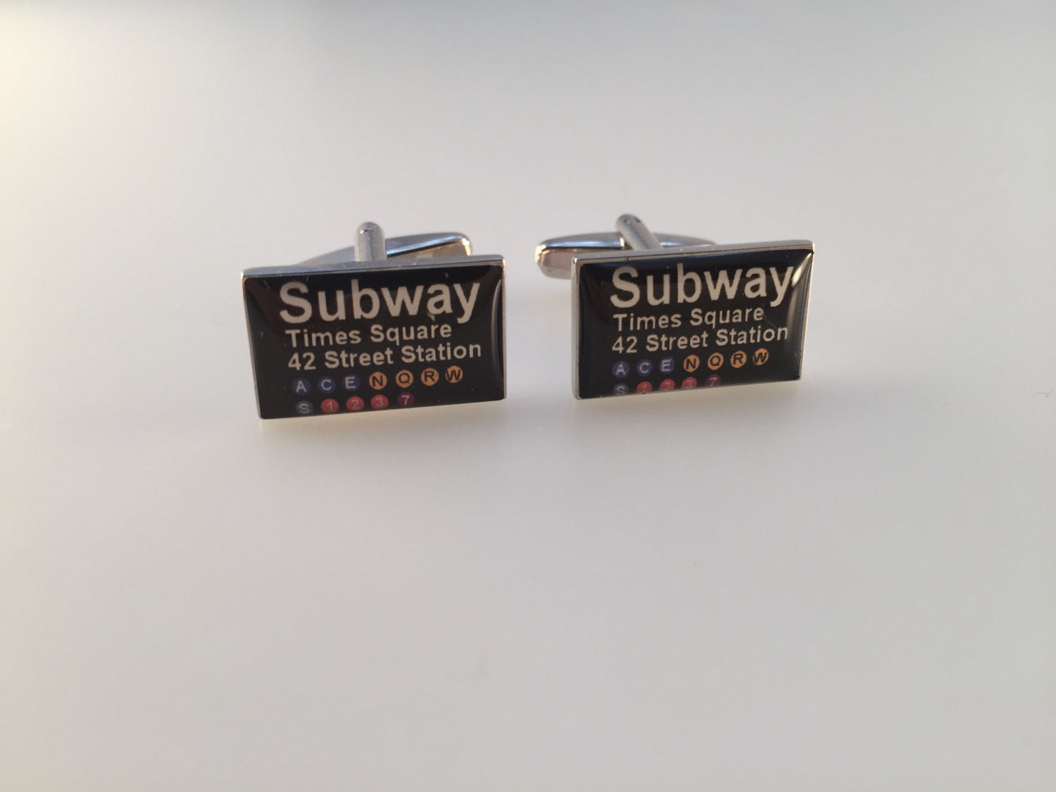 NYC Subway Cufflinks, Times Square Cufflinks, 42nd Street Cufflinks, Men's Cuff Links, Wedding Cuff Links, Father's Day, Silver Tone