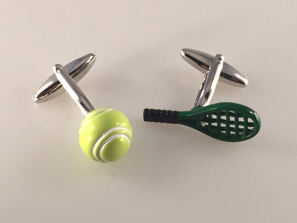 Tennis Racquet Cufflinks, Tennis Ball Cufflinks, Men's Cuff Links, Wedding Cuff Links, Father's Day, Graduation