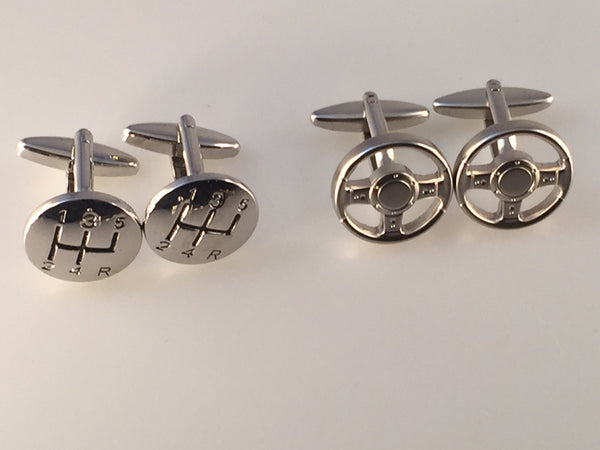 Steering Wheel and Gear Shift Cufflinks, Driving Cuff Links, Car Cuff Links, Men's Cuff Links, Wedding Cuff Links, Father's Day