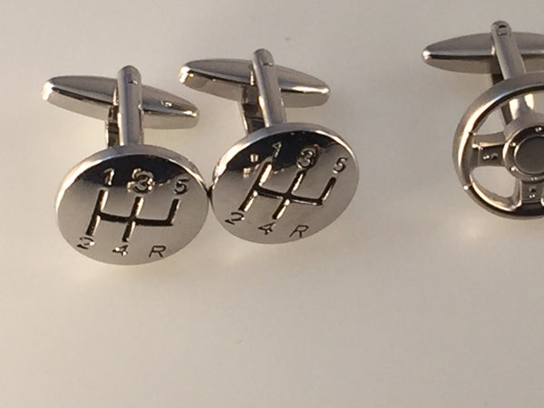 Steering Wheel and Gear Shift Cufflinks, Driving Cuff Links, Car Cuff Links, Men's Cuff Links, Wedding Cuff Links, Father's Day