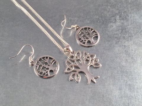 Celtic Tree of Life Necklace, Tree of Life Earrings, Tree of Knowledge, Sterling Silver Pendant, Gift Necklace