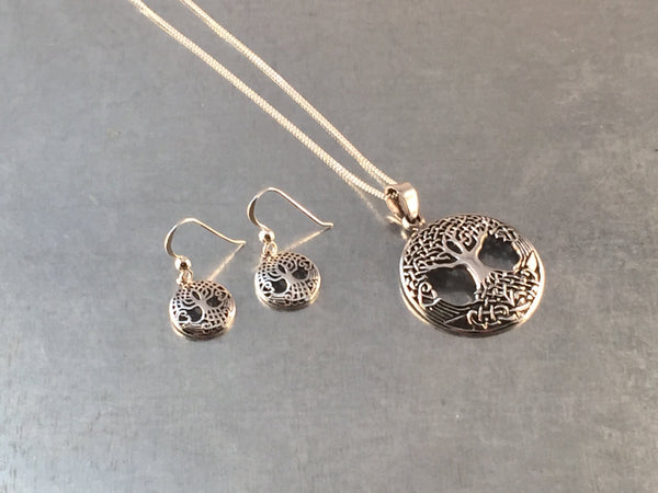 Tree of Life Necklace, Tree of Life Earrings, Tree of Knowledge, Sterling Silver Pendant, Gift Necklace