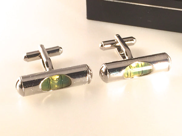 Level Cuff Links, Level Tie Bar, Men's Cuff Links, Wedding Cuff Links, Father's Day Cuff Links, Holiday Gift