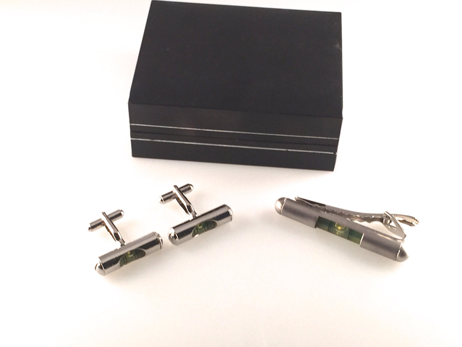 Level Cuff Links, Level Tie Bar, Men's Cuff Links, Wedding Cuff Links, Father's Day Cuff Links, Holiday Gift