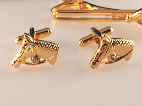 Horse Cufflinks, Race Horse Cufflinks, Horse Tie Bar, Men's Cuff Links, Wedding Cuff Links, Father's Day, Graduation Gift, Holiday Gift