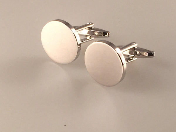 Engravable Cufflinks, Rhodium Plate Cufflinks, Round Cufflinks, Men's Cuff Links, Wedding Cufflinks, Father's Day, Graduation Gift