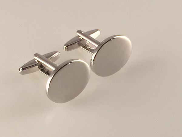 Engravable Cufflinks, Rhodium Plate Cufflinks, Oval Cufflinks, Men's Cuff Links, Wedding Cufflinks, Father's Day, Graduation Gift