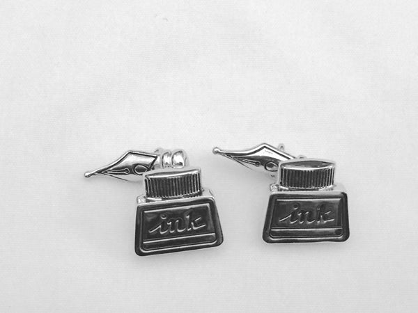Pen and Ink Well Cufflinks, Writing Cuff Links, PenWedding Cuff Links, Father's Day Cuff Links, Graduation Gift