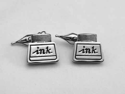 Pen and Ink Well Cufflinks, Writing Cuff Links, PenWedding Cuff Links, Father's Day Cuff Links, Graduation Gift