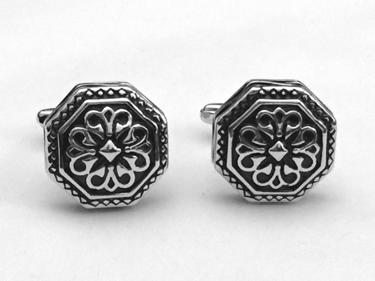 Renaissance Cufflinks, Victorian Cross Cuff Links, Hexagon Cufflinks, Men's Cuff Links, Wedding Cuff Links, Father's Day, Graduation Gift