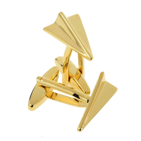 Gold Plate Cuff Links,  Paper Airplane Cuff Links